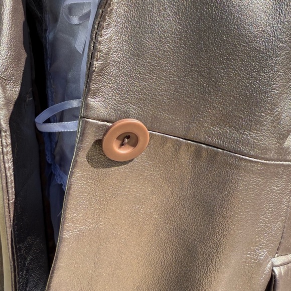 Metallic vintage genuine leather Coat - Picture 4 of 5